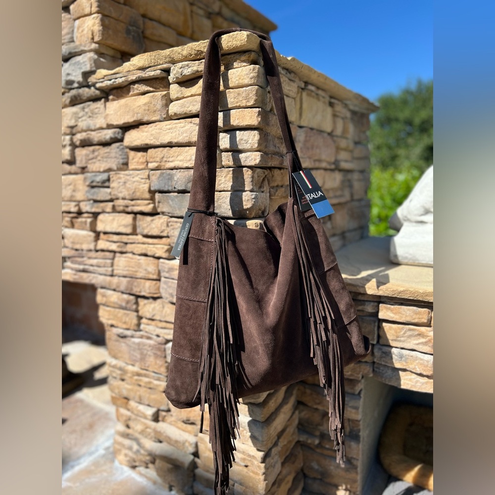 Claudia Firenze Brown Fringe Suede Shoulder Bag